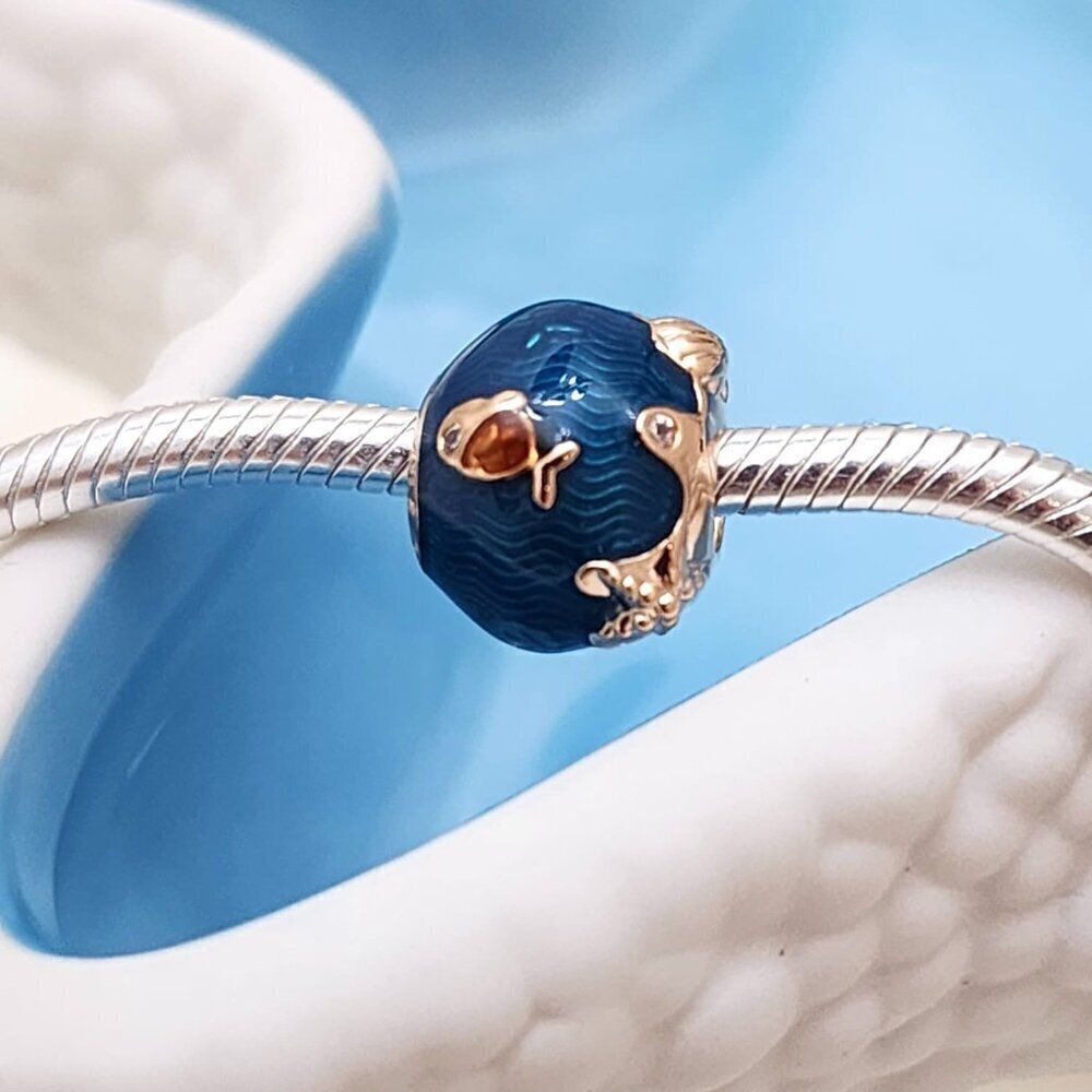 Pandora Nemo Charm Shimmering Ocean Waves & Fish